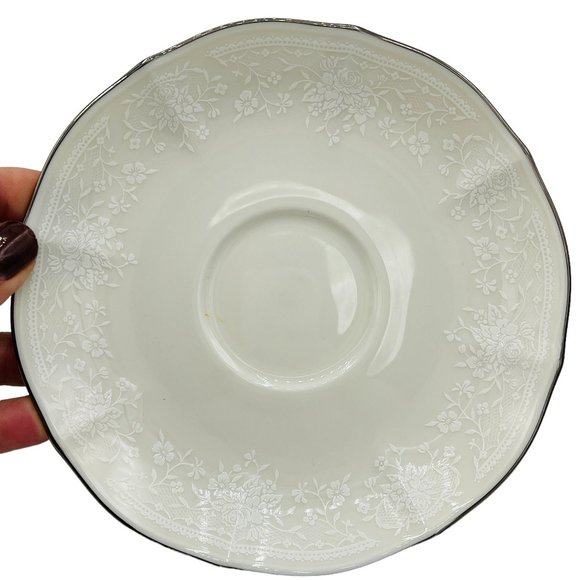 Noritake Chandon Platinum Flat Coffee or Tea Cup w/ Saucer - Picture 4 of 4